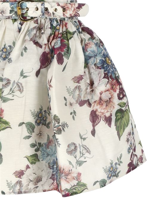 White/multicolour linen-silk blend organza floral print dress Zimmermann | 5159DMATIVORY PRINT